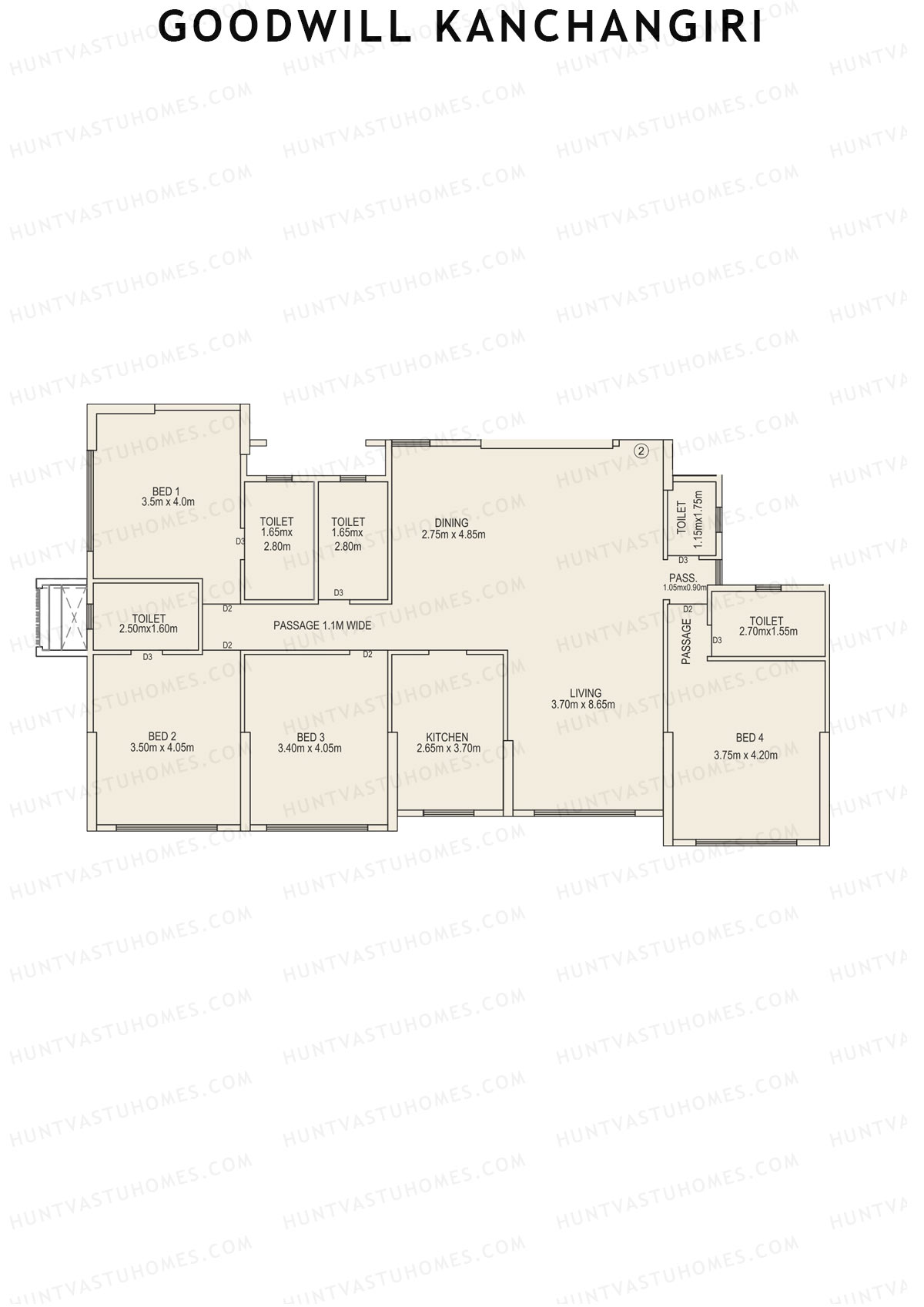 Goodwill Kanchangiri Wing A Unit 2 Floor Plan
