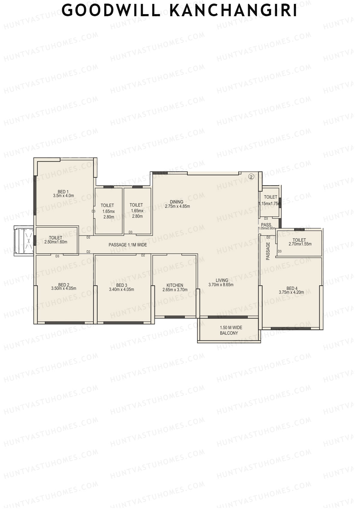 Goodwill Kanchangiri Wing A Unit 2 Floor Plan