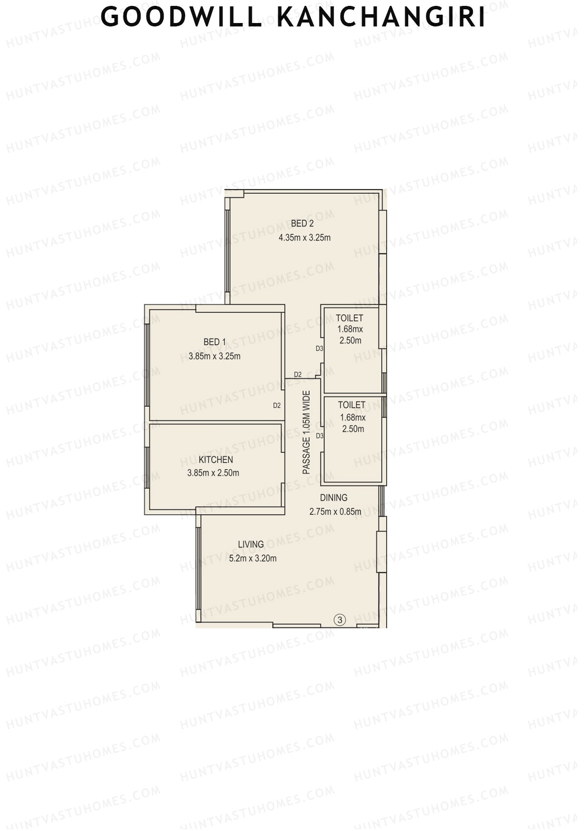 Goodwill Kanchangiri Wing A Unit 3 Floor Plan