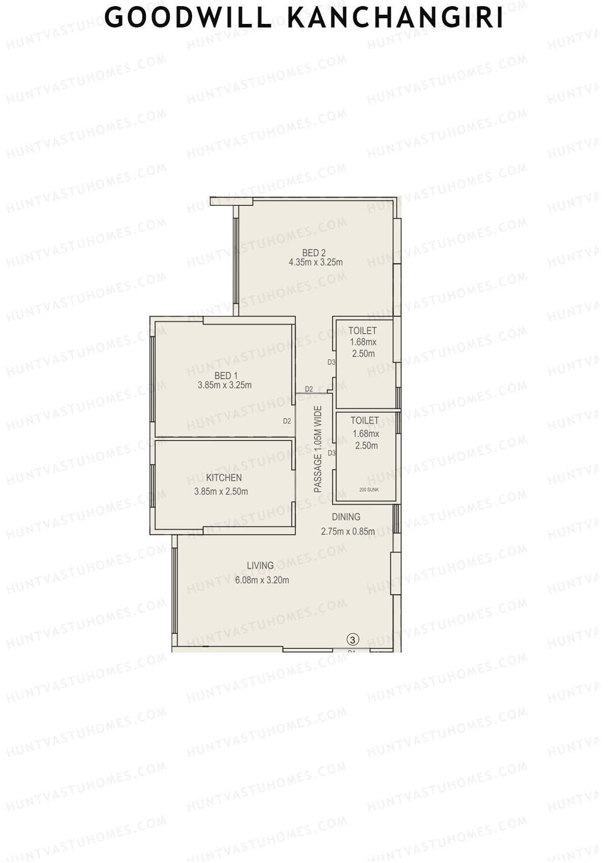 Goodwill Kanchangiri Wing A Unit 3 Floor Plan