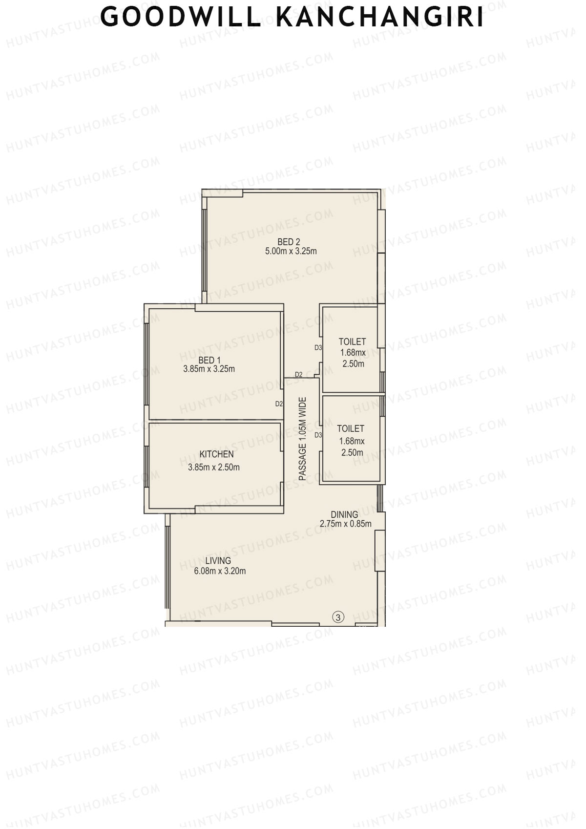 Goodwill Kanchangiri Wing A Unit 3 Floor Plan