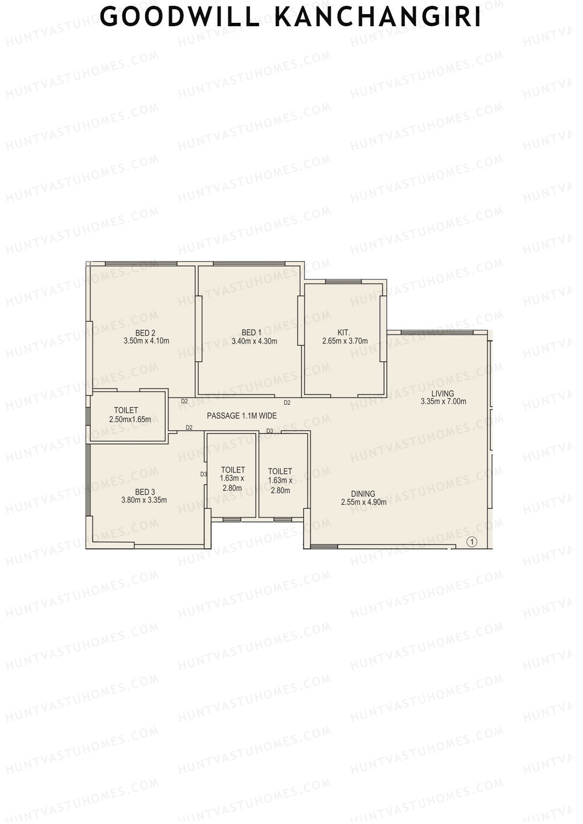 Goodwill Kanchangiri Wing B Unit 1 Floor Plan
