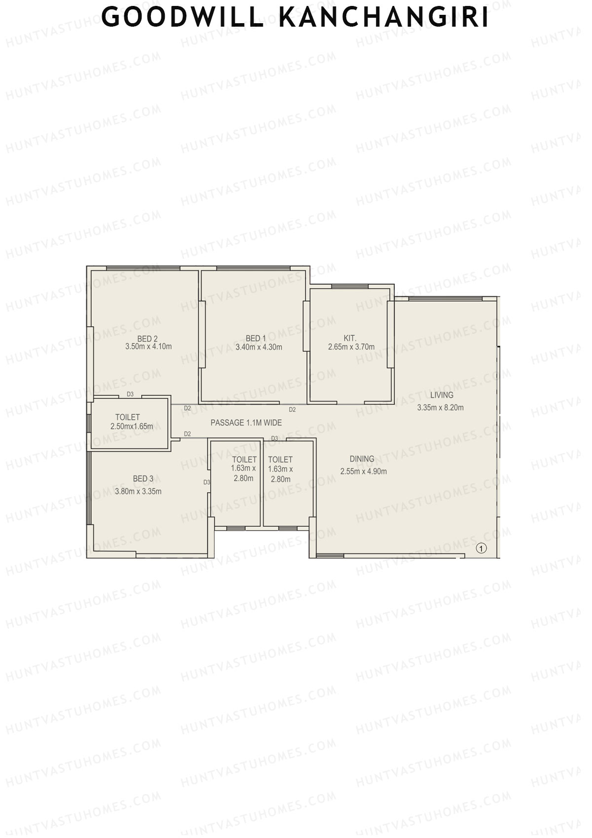 Goodwill Kanchangiri Wing B Unit 1 Floor Plan