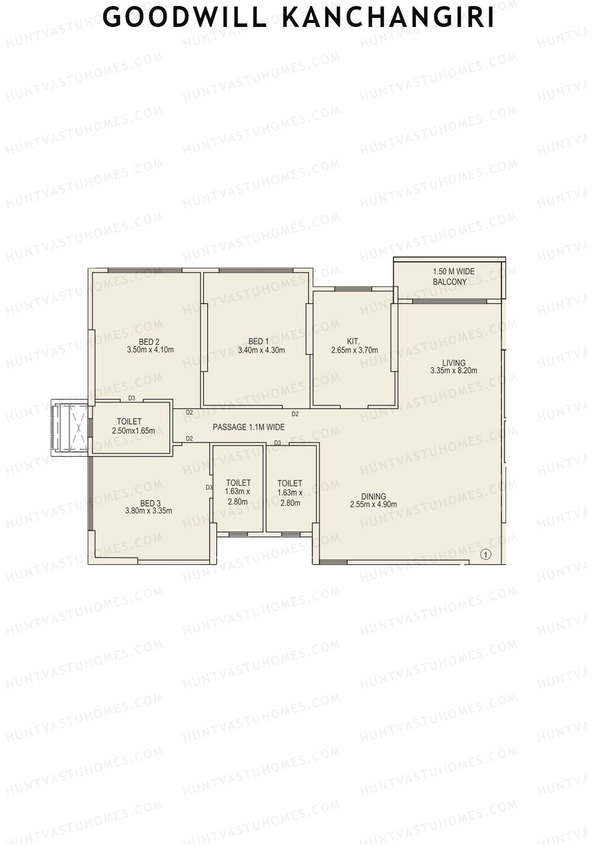 Goodwill Kanchangiri Wing B Unit 1 Floor Plan