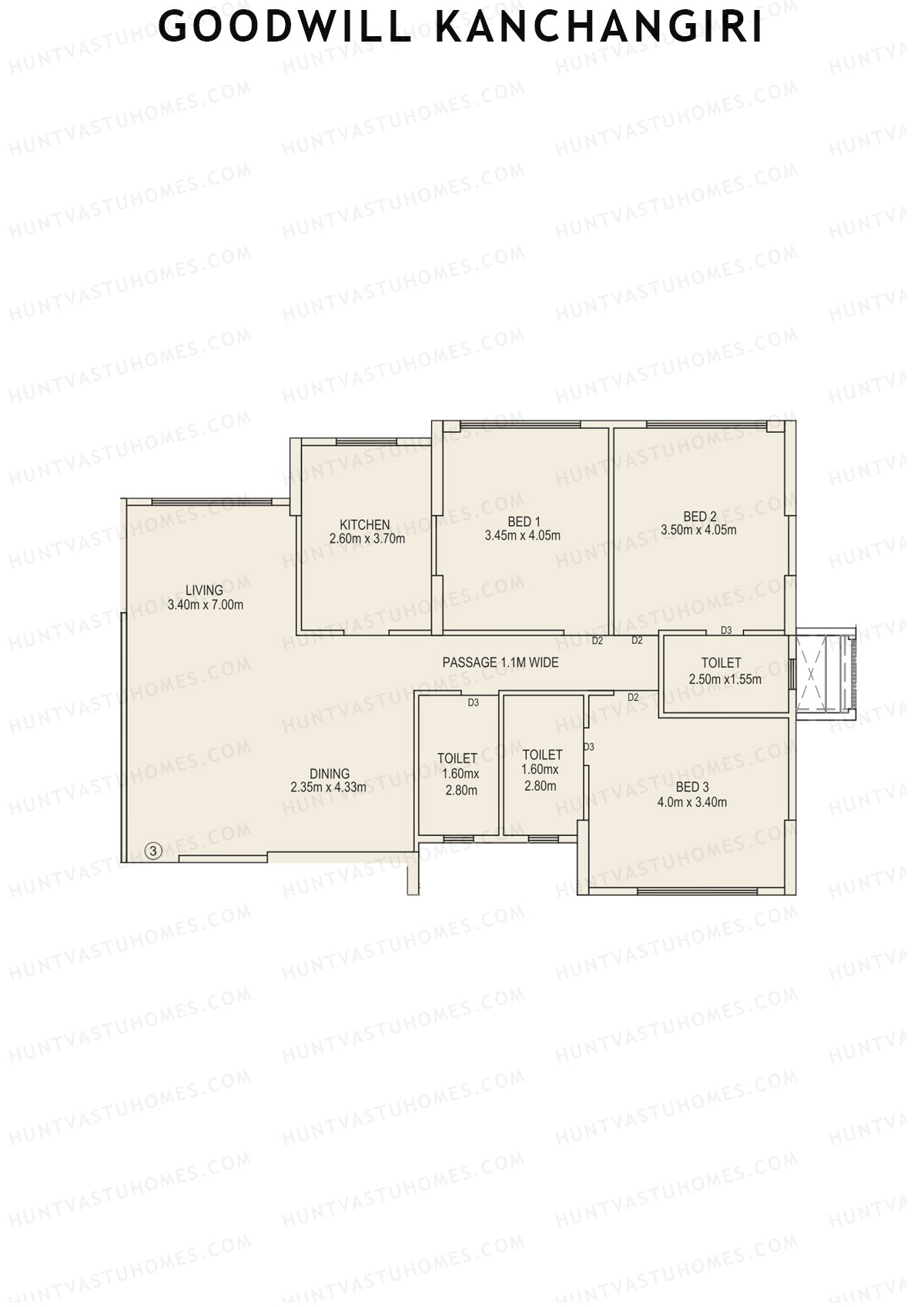 Goodwill Kanchangiri Wing B Unit 3 Floor Plan