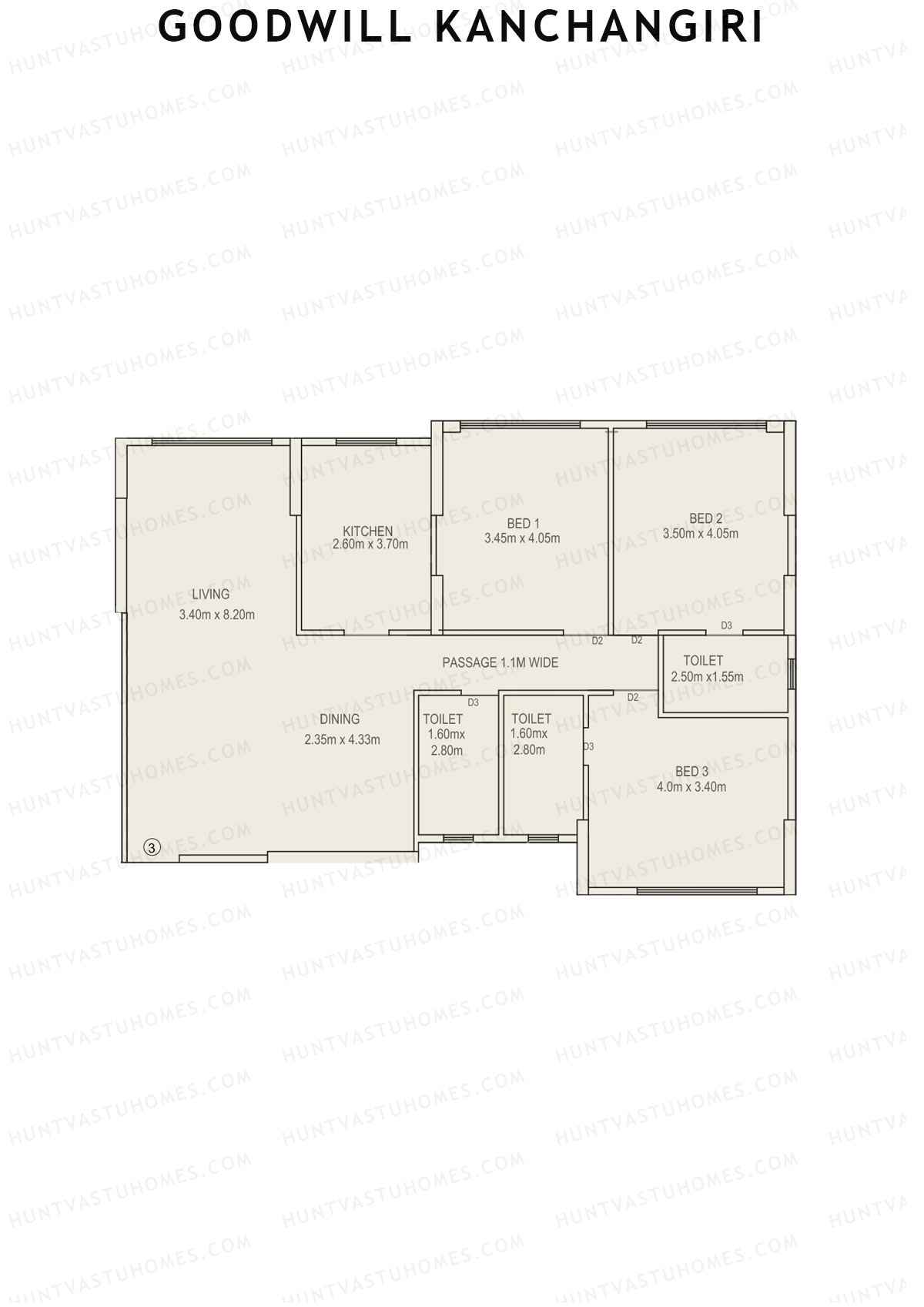 Goodwill Kanchangiri Wing B Unit 3 Floor Plan
