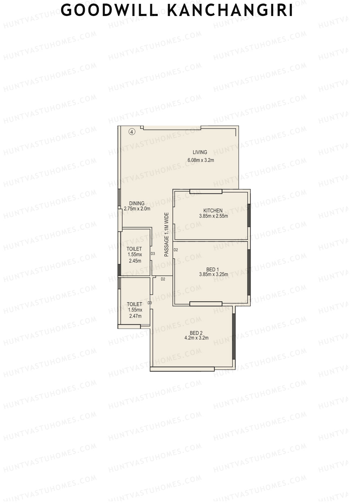 Goodwill Kanchangiri Wing B Unit 4 Floor Plan