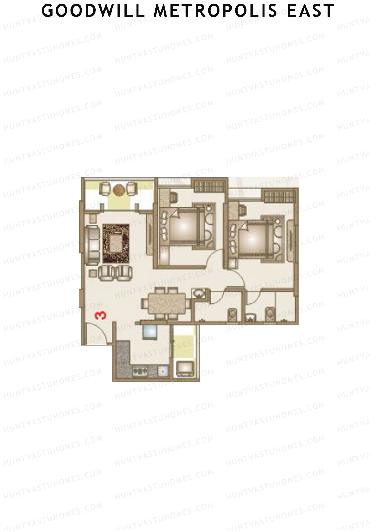 Goodwill Metropolis East Wing D Unit 3 Floor Plan