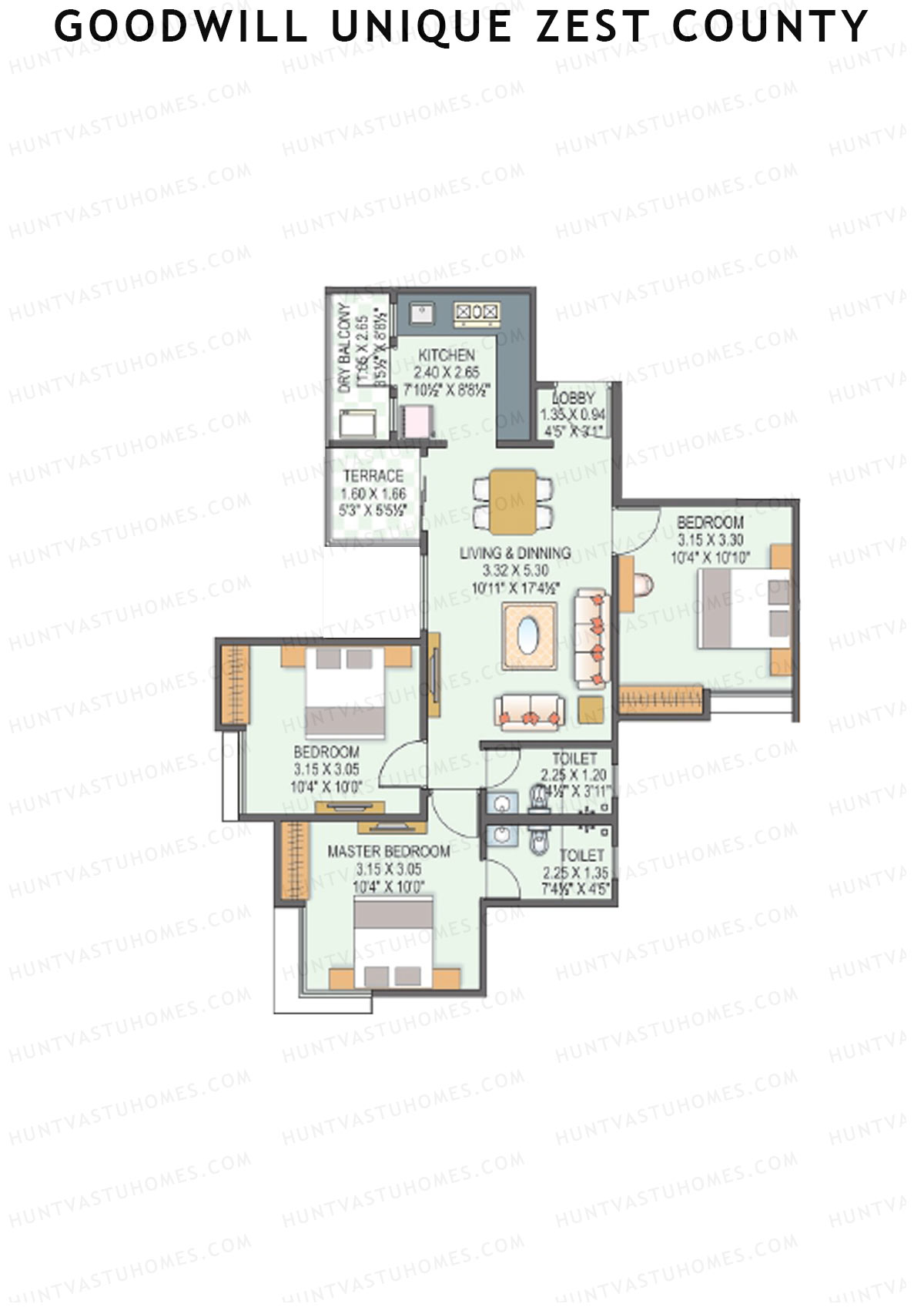 Goodwill Unique Zest County Tower B Unit 1 Floor Plan
