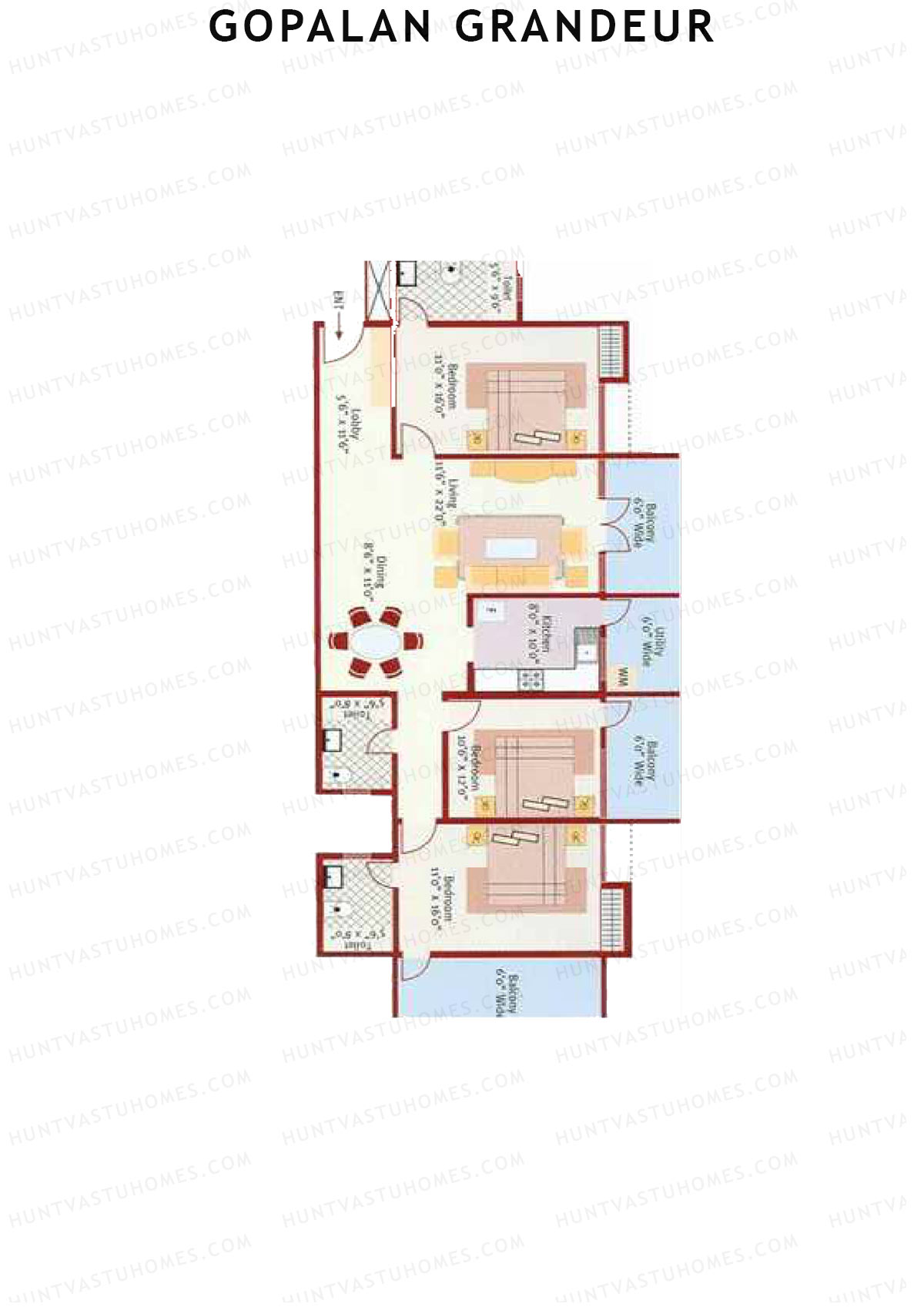 Gopalan Grandeur Tower C Unit 3 Floor Plan