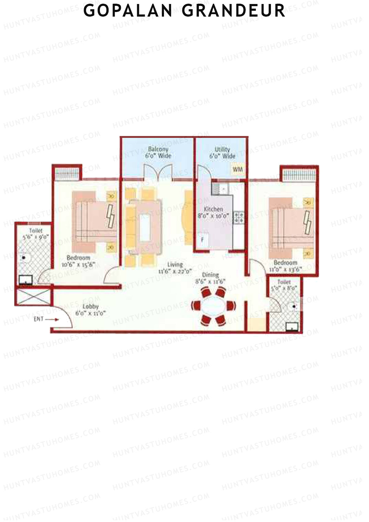 Gopalan Grandeur Tower F Unit 3 Floor Plan