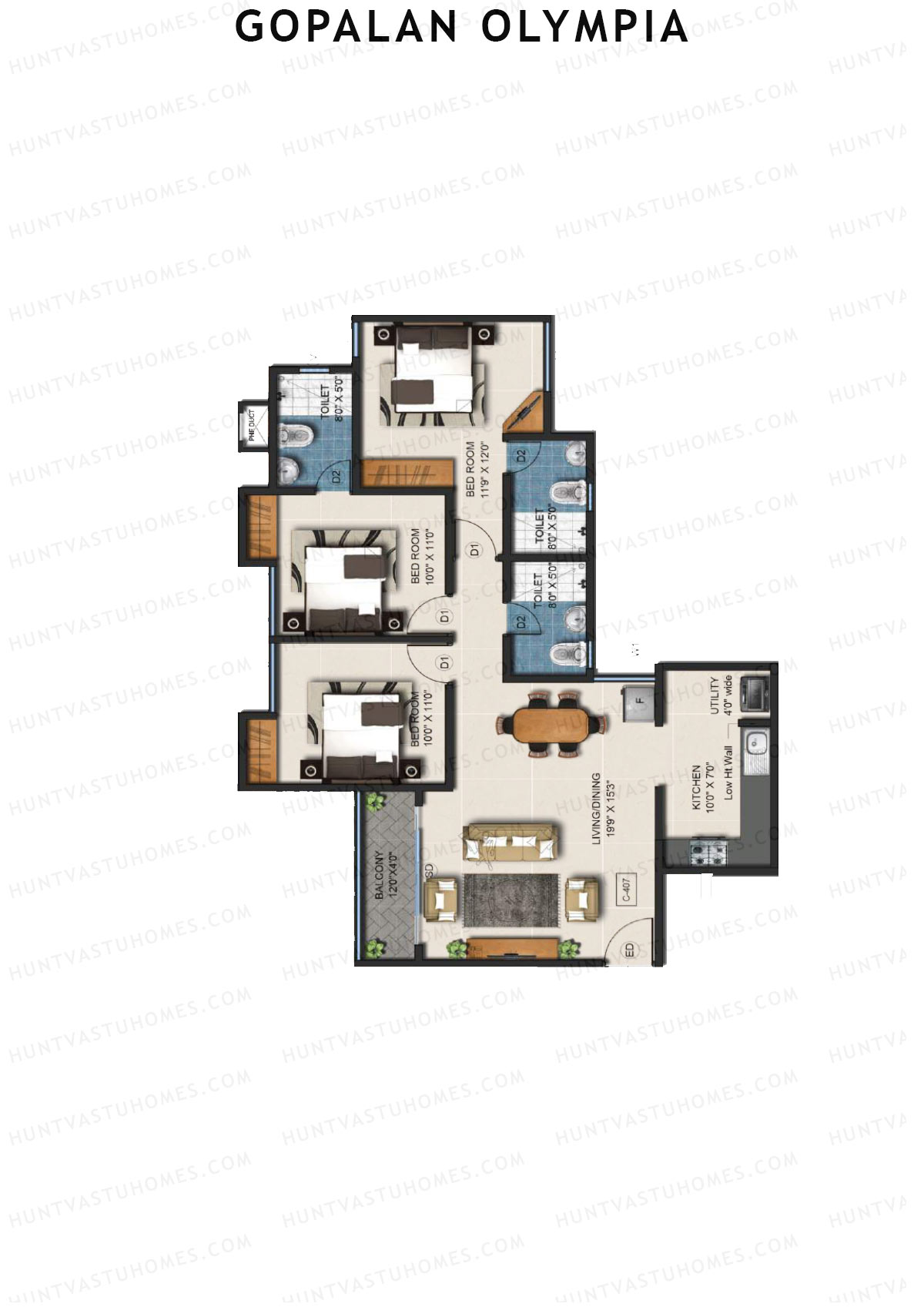 Gopalan Olympia Block C Unit 14 Floor Plan