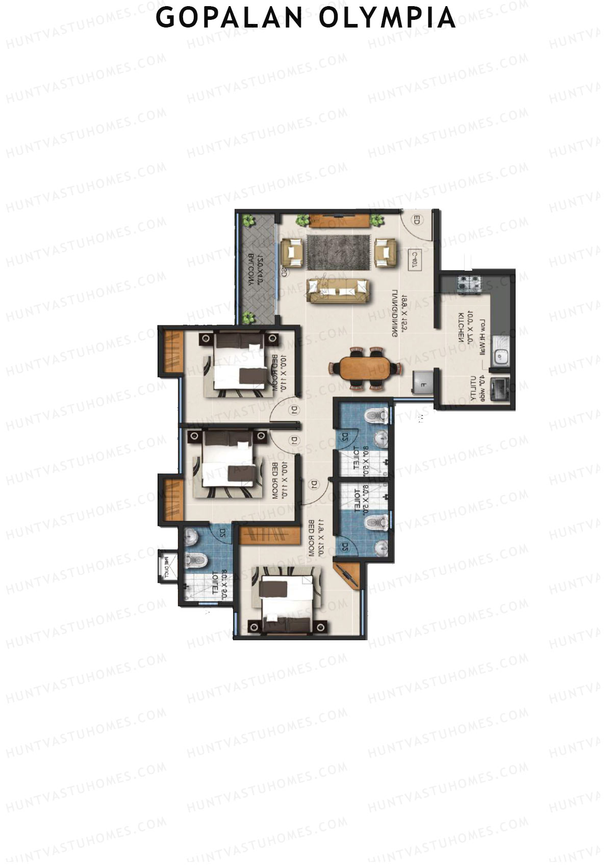 Gopalan Olympia Block C Unit 1 Floor Plan