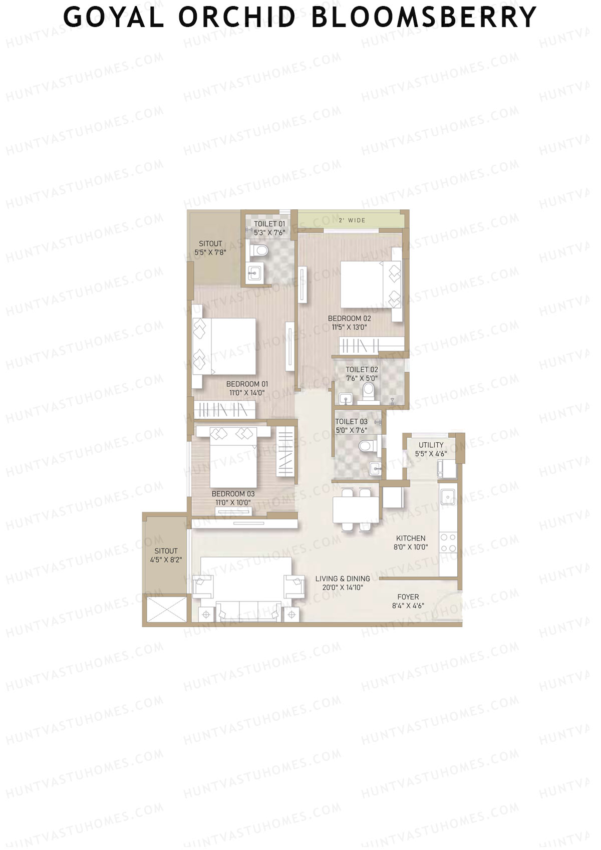 Goyal Orchid Bloomsberry Block A Unit 5 Floor Plan