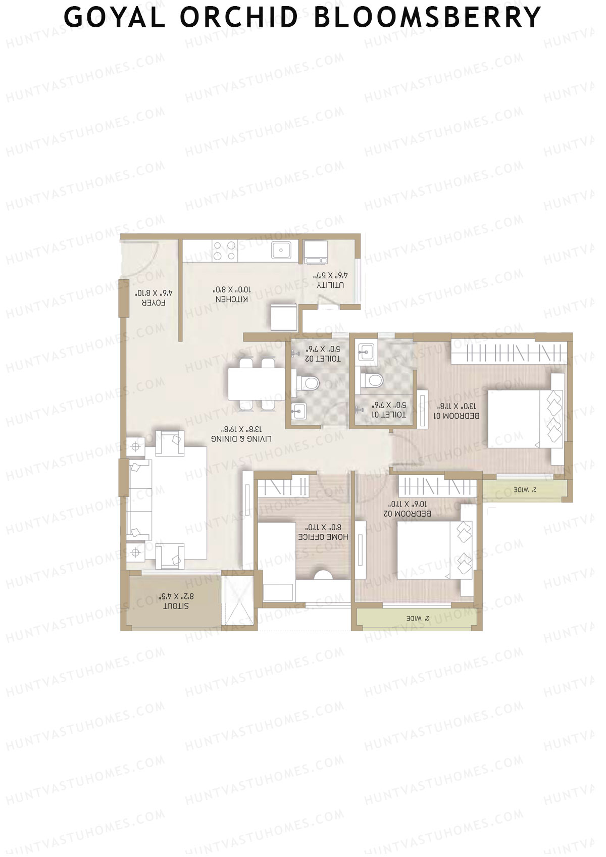 Goyal Orchid Bloomsberry Block B Unit 2 Floor Plan