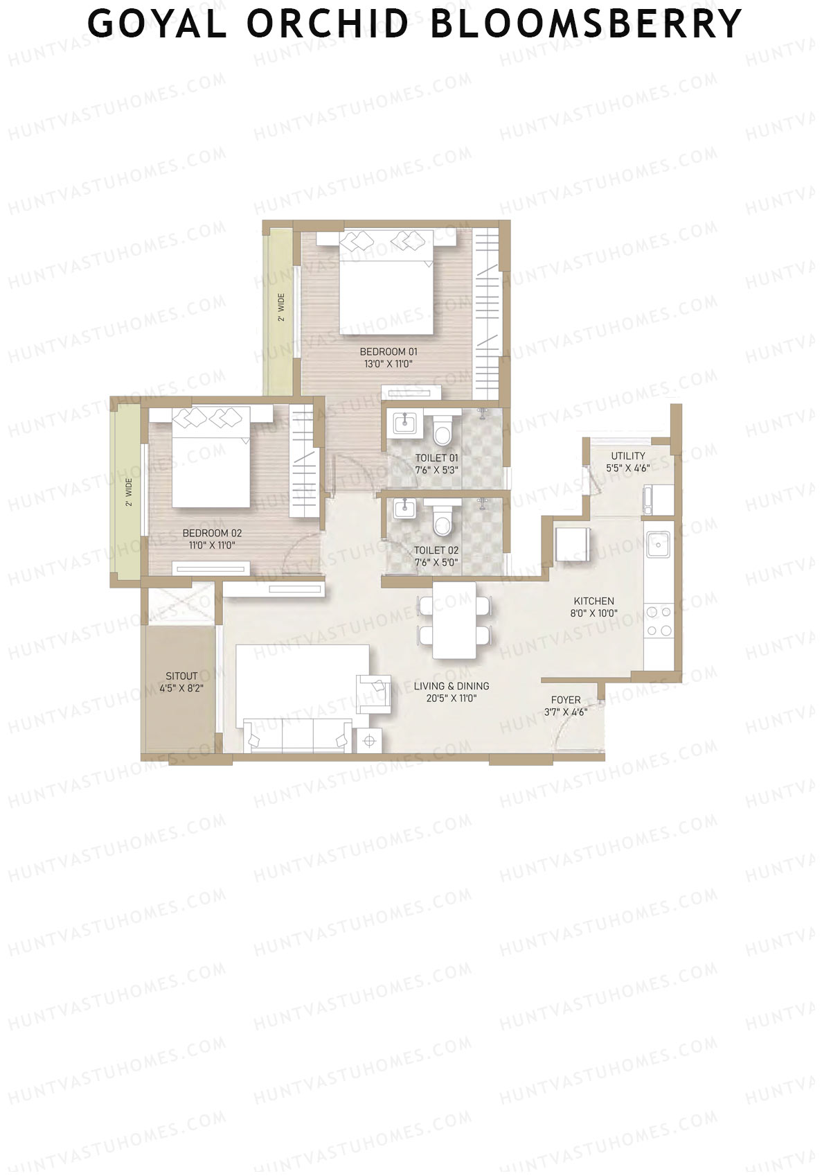 Goyal Orchid Bloomsberry Block B Unit 4 Floor Plan