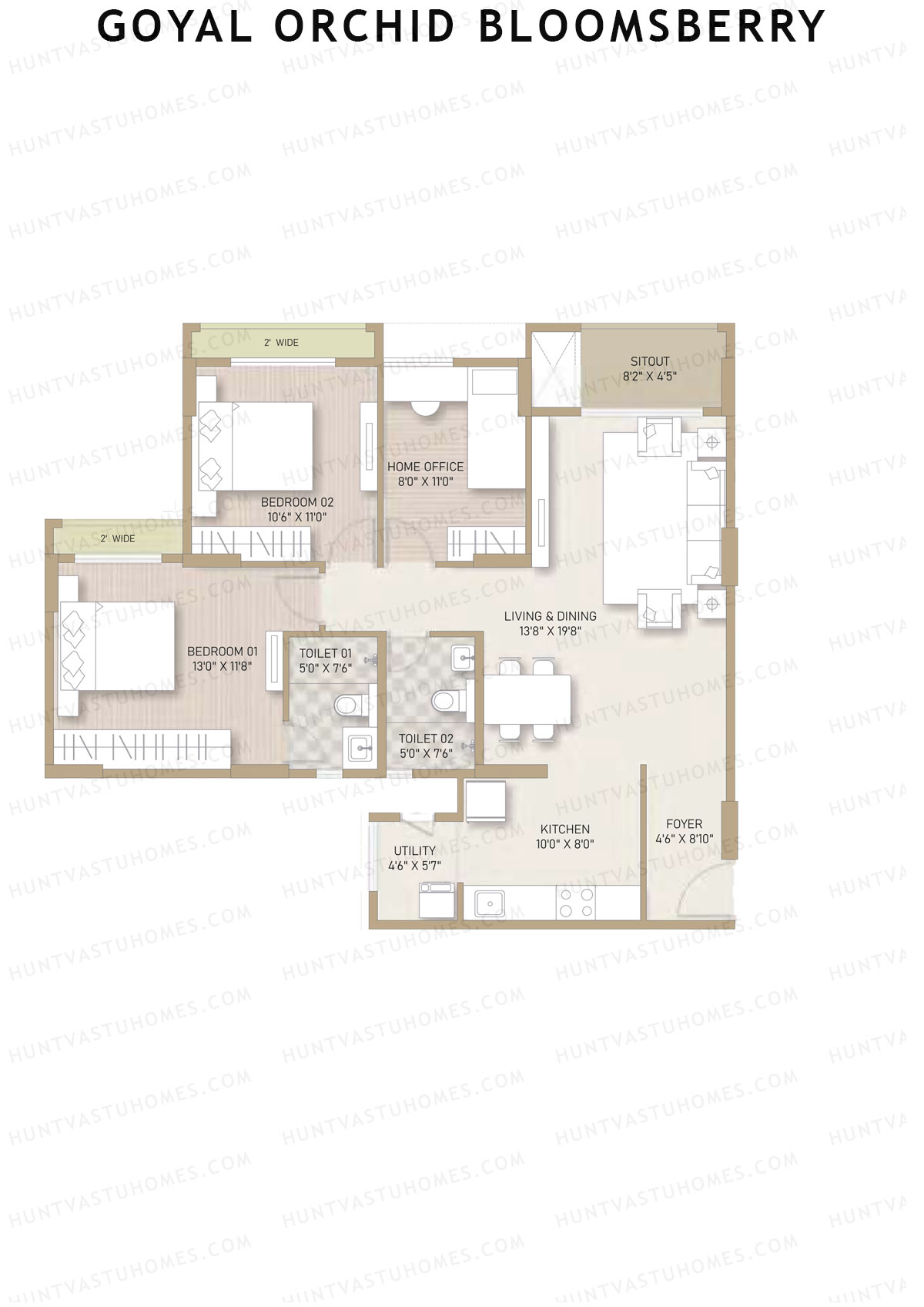 Goyal Orchid Bloomsberry Block D Unit 1 Floor Plan