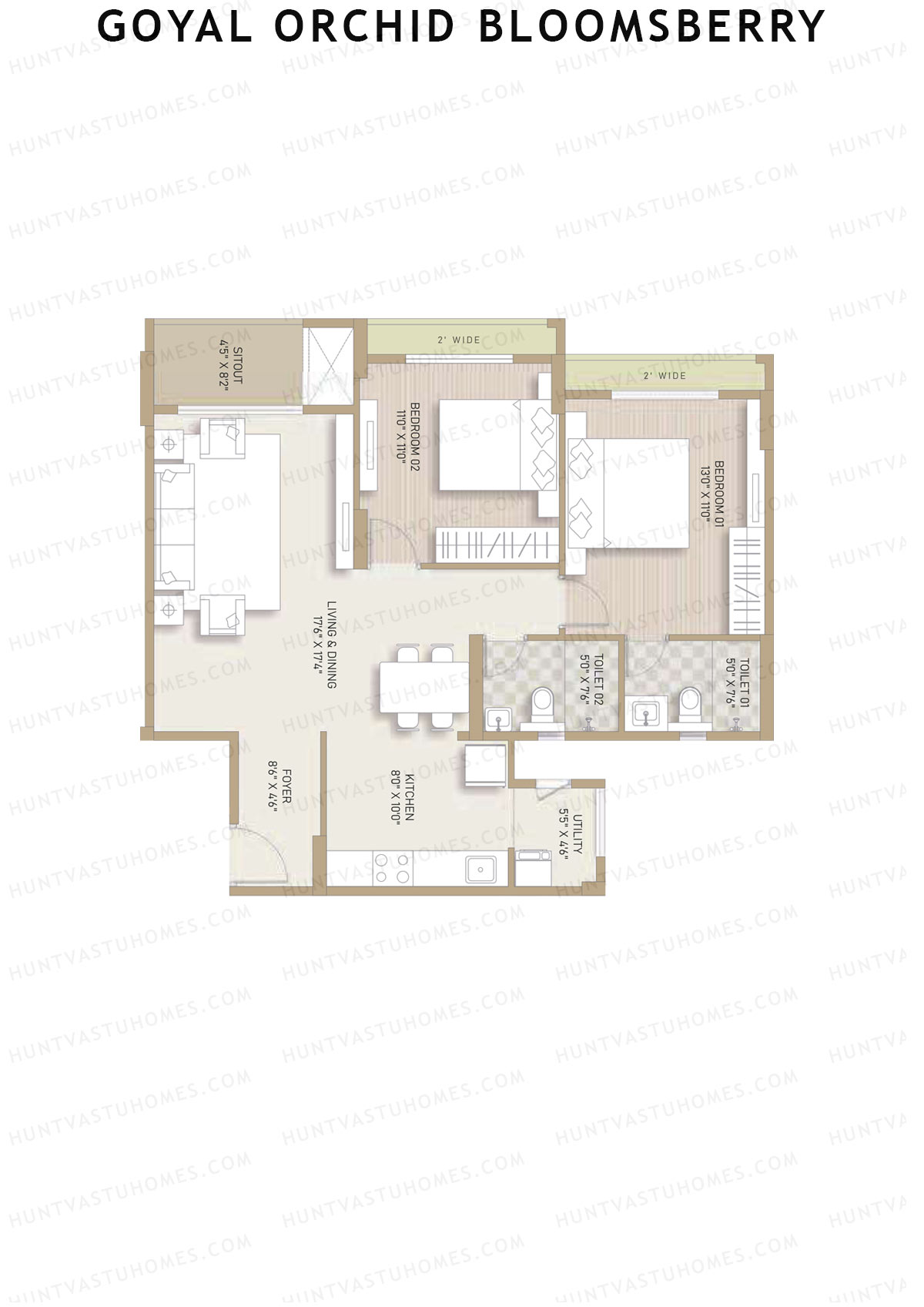 Goyal Orchid Bloomsberry Block D Unit 3 Floor Plan