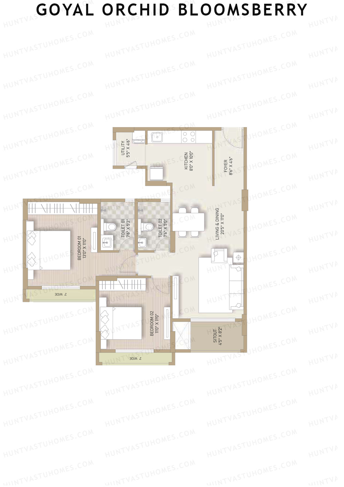 Goyal Orchid Bloomsberry Block D Unit 5 Floor Plan