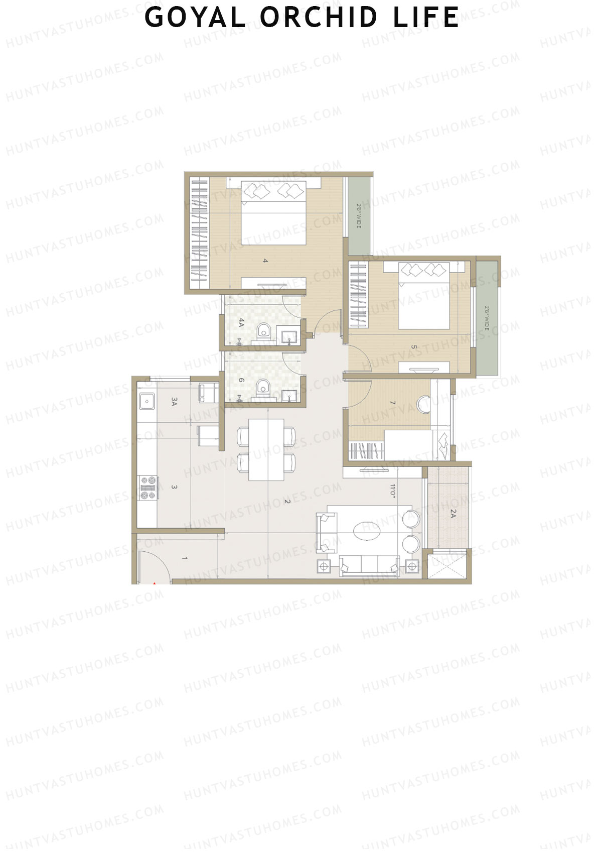 Goyal Orchid Life Tower C Unit 3 Floor Plan