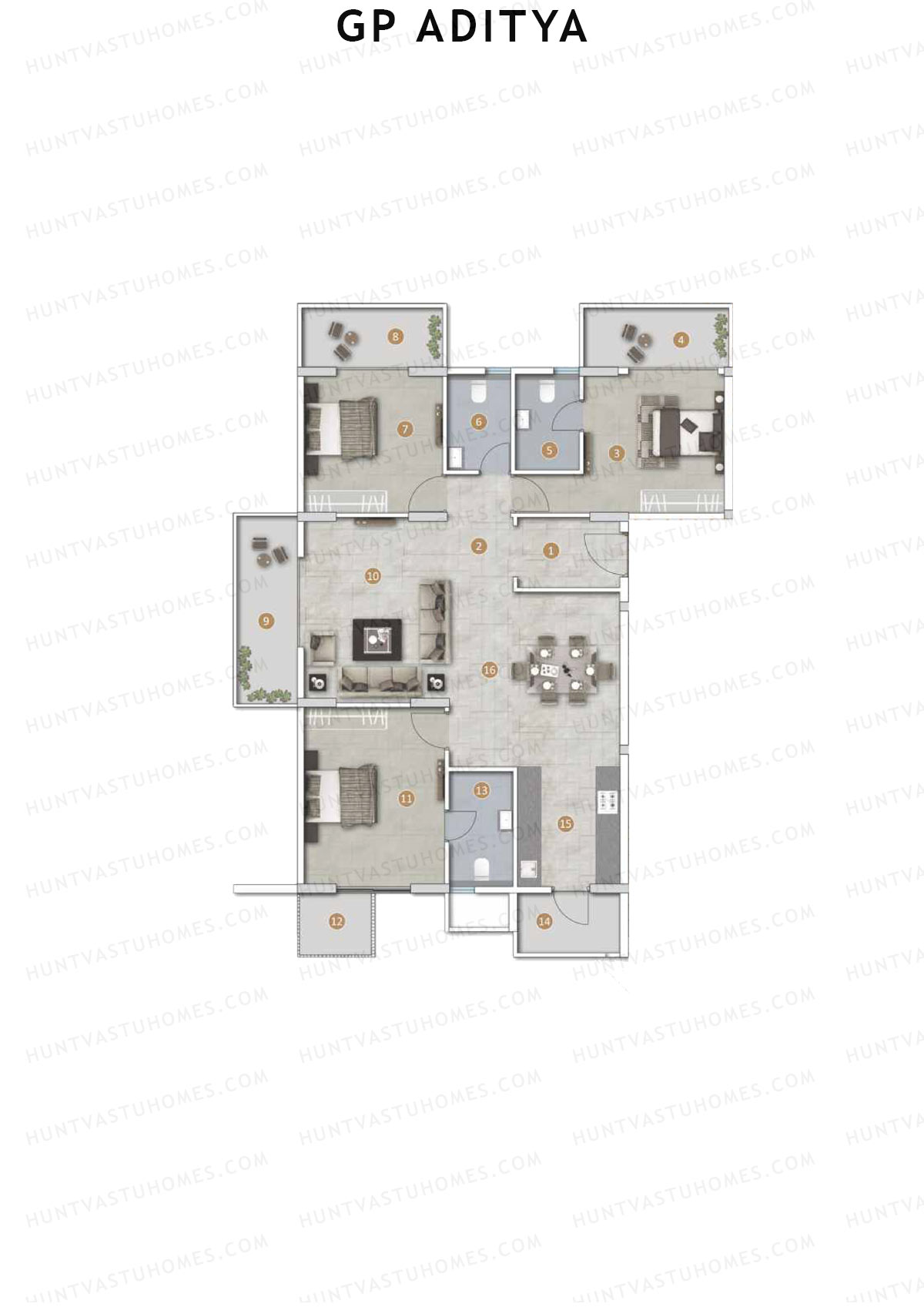 GP Aditya Tower A Unit A1 Floor Plan