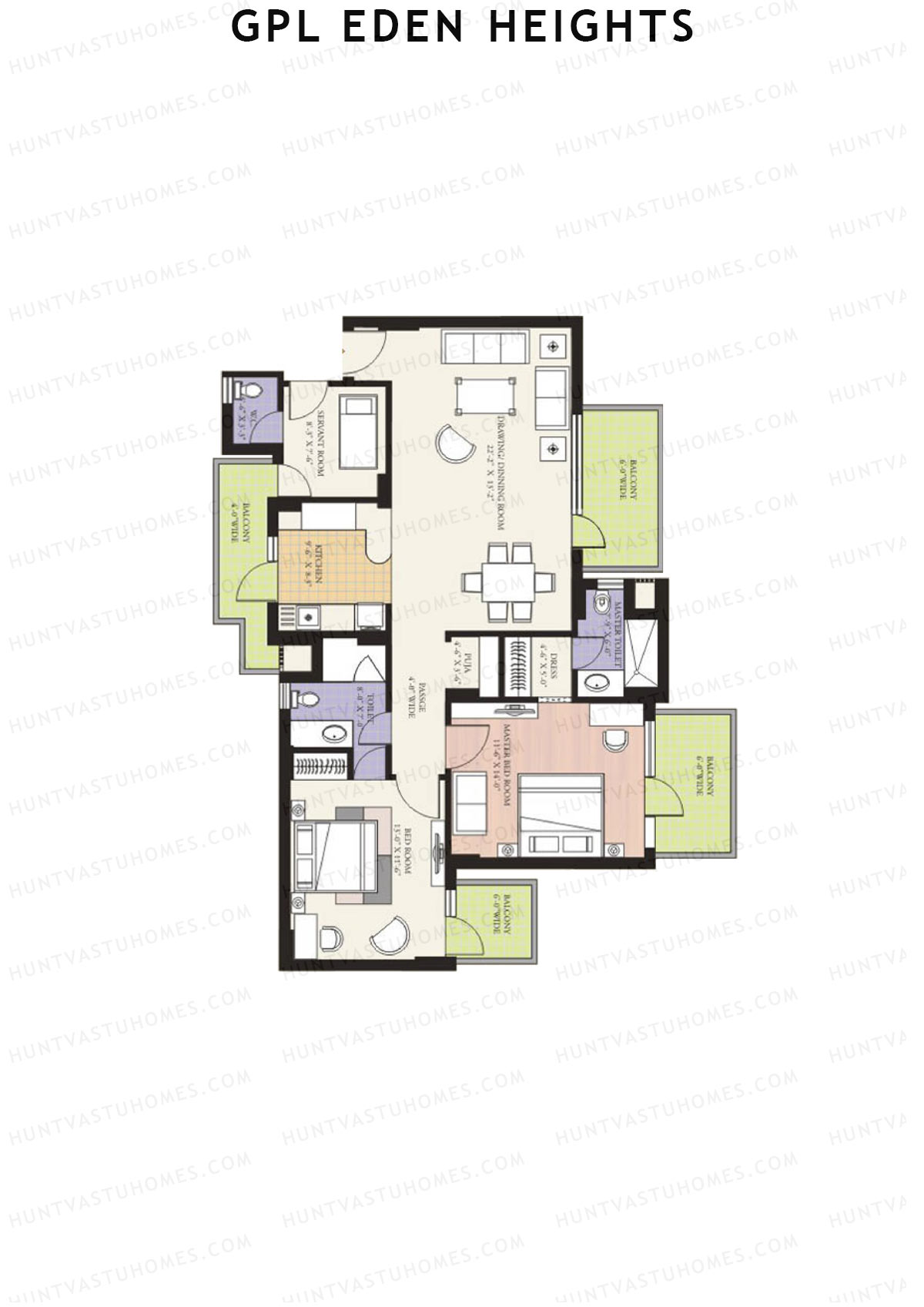 GPL Eden Heights Tower 4 Unit 3 Floor Plan