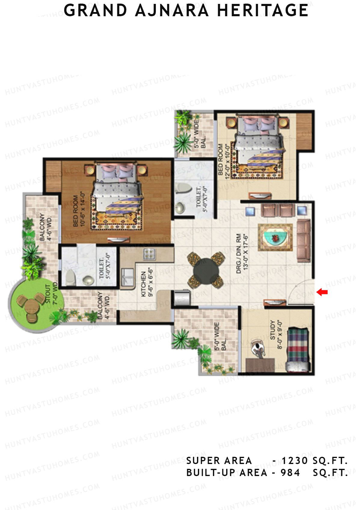 Grand Ajnara Heritage Tower C Unit 2, 4 Floor Plan