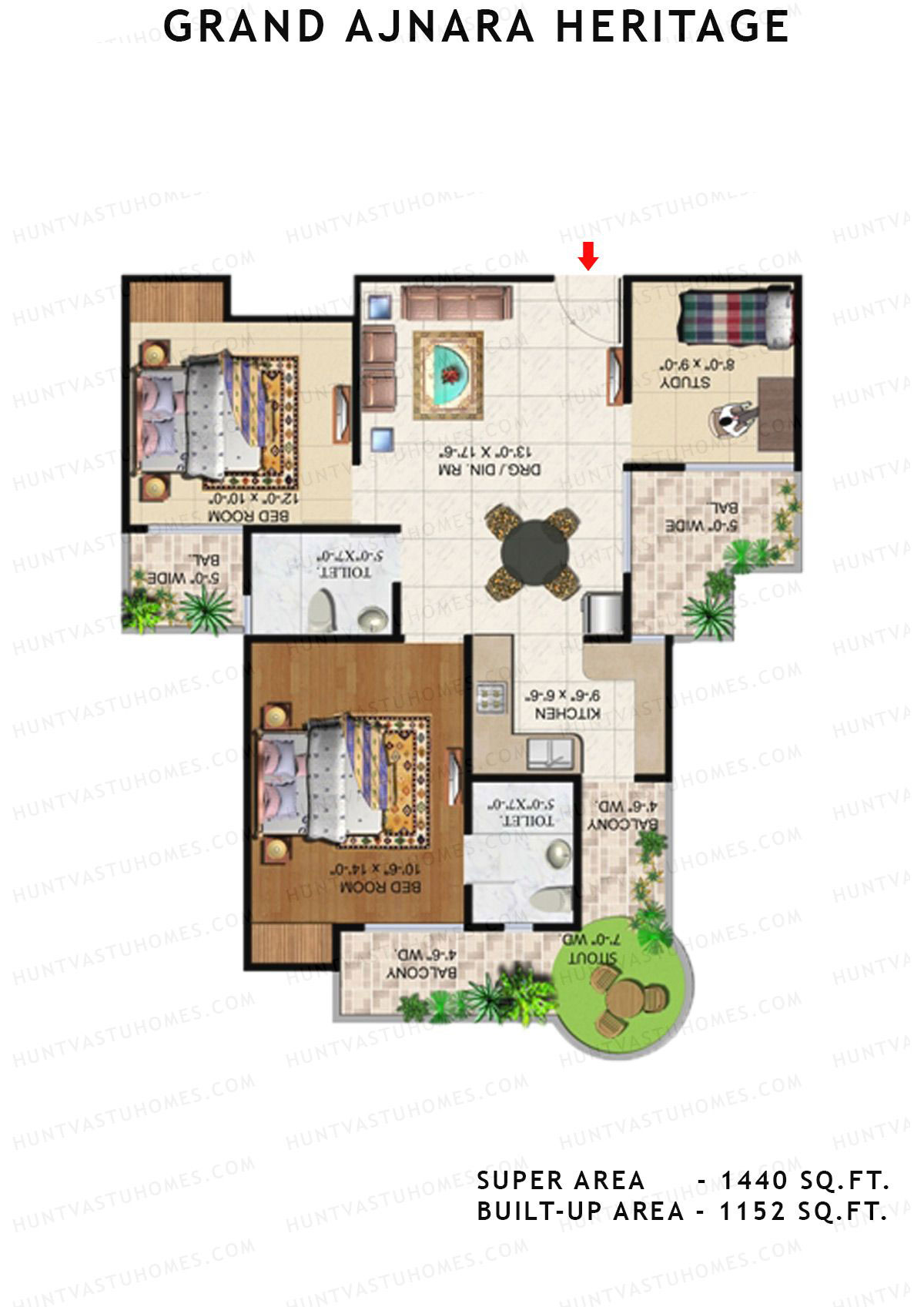 Grand Ajnara Heritage Tower D Unit 2, 4 Floor Plan