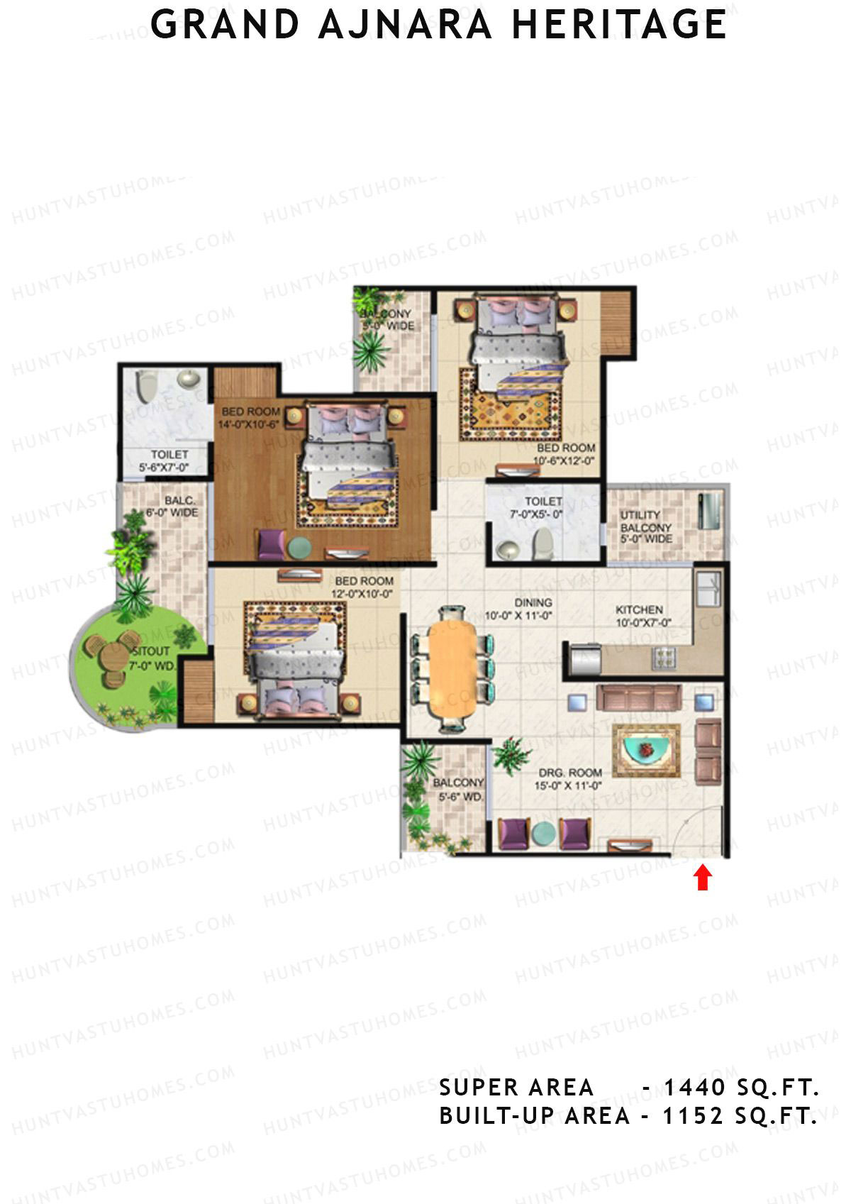 Grand Ajnara Heritage Tower B Unit 3 Floor Plan
