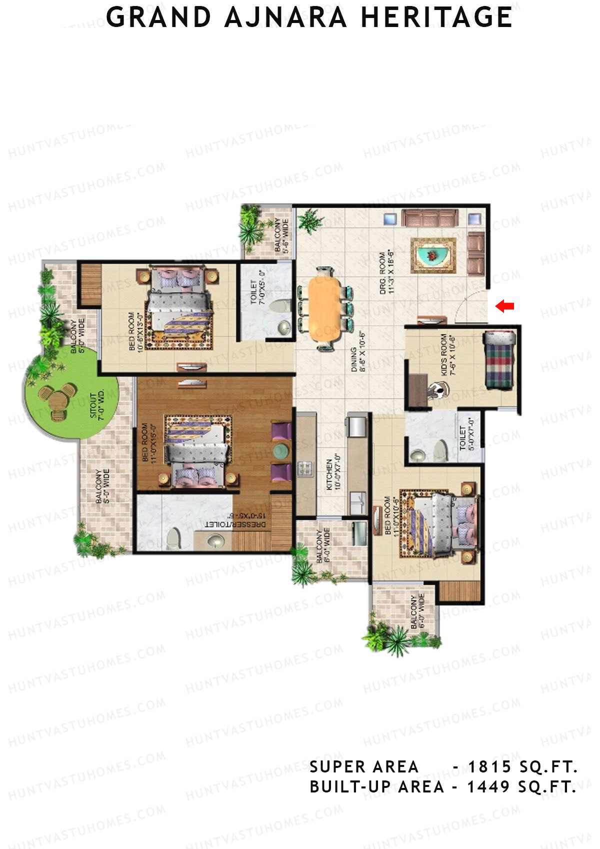 Grand Ajnara Heritage Tower E Unit 1 Floor Plan