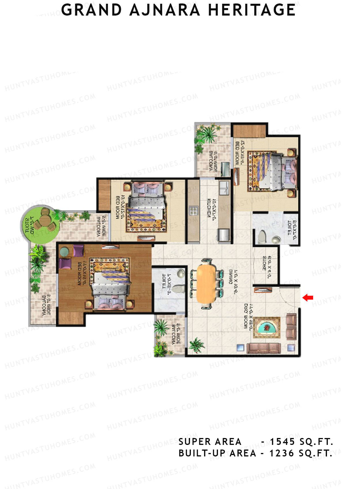 Grand Ajnara Heritage Tower E Unit 3 Floor Plan