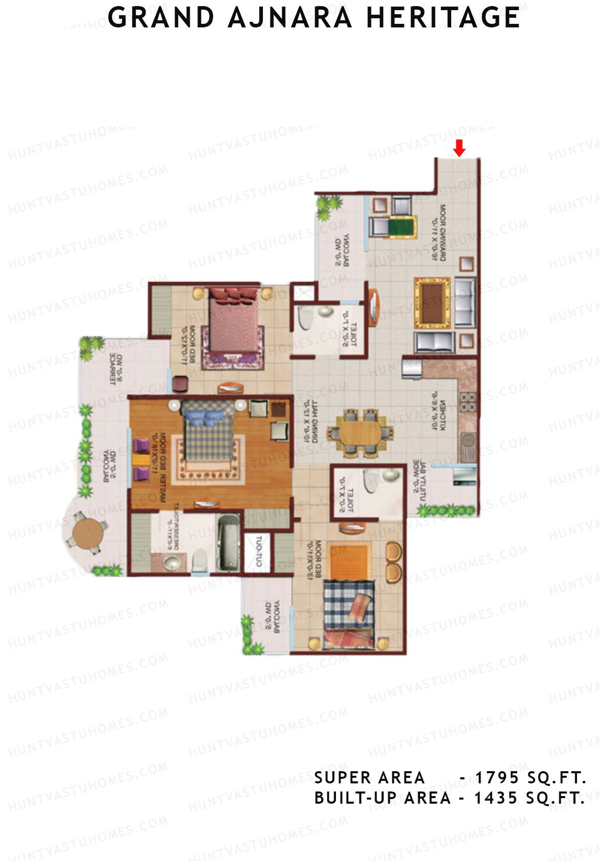 Grand Ajnara Heritage Tower F Unit 1 Floor Plan