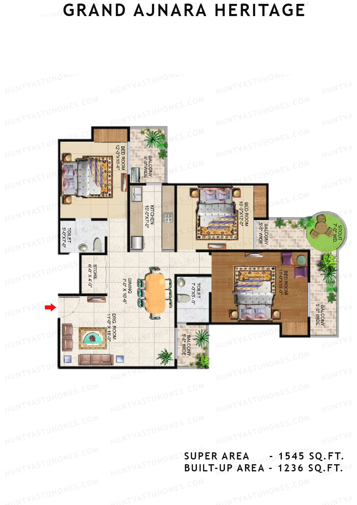 Grand Ajnara Heritage Tower H Unit 3 Floor Plan