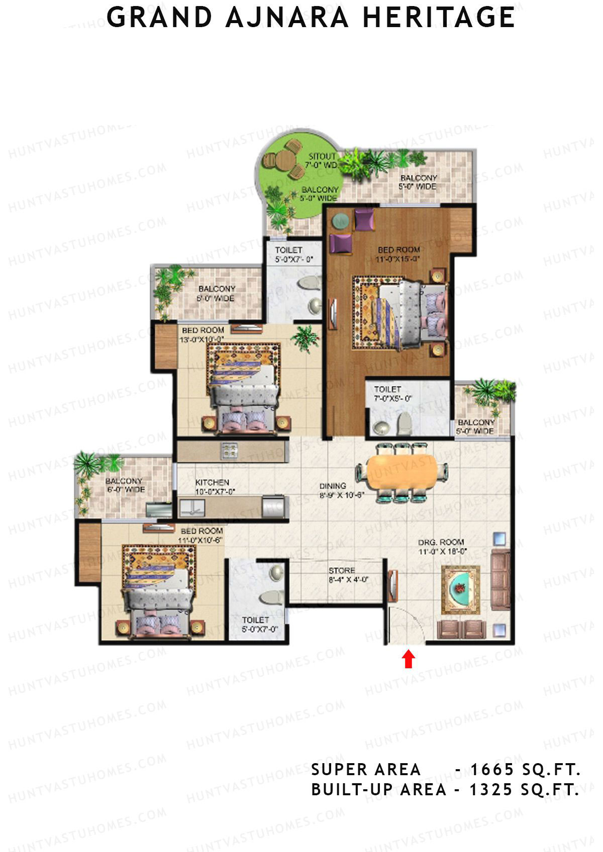 Grand Ajnara Heritage Tower I Unit 3 Floor Plan