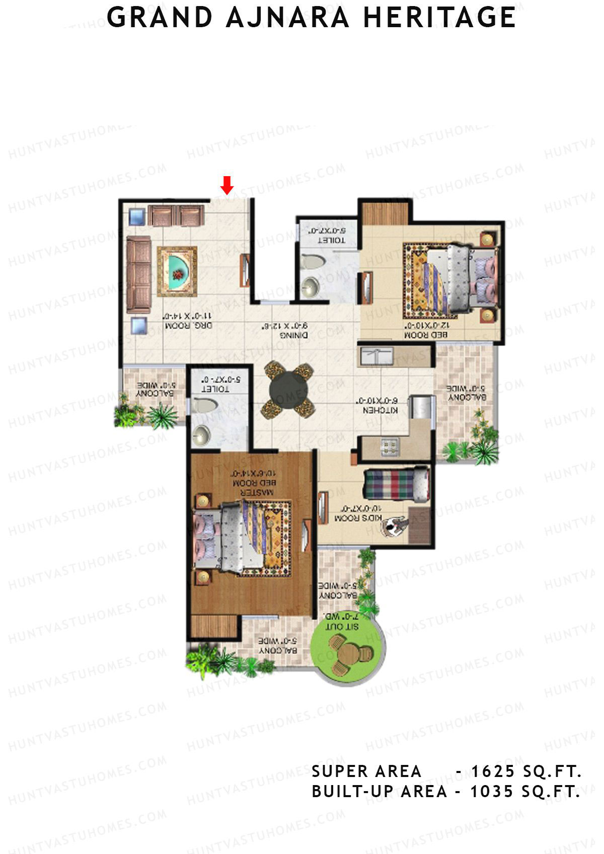 Grand Ajnara Heritage Tower J Unit 1, 3 Floor Plan