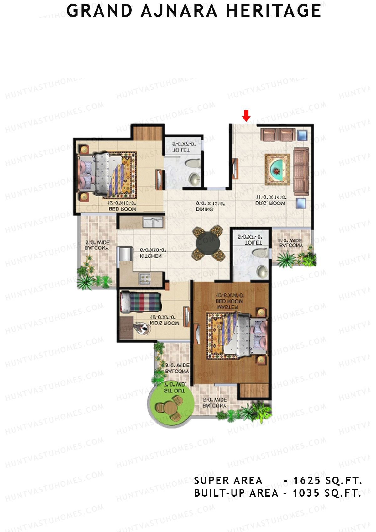 Grand Ajnara Heritage Tower J Unit 2, 4 Floor Plan