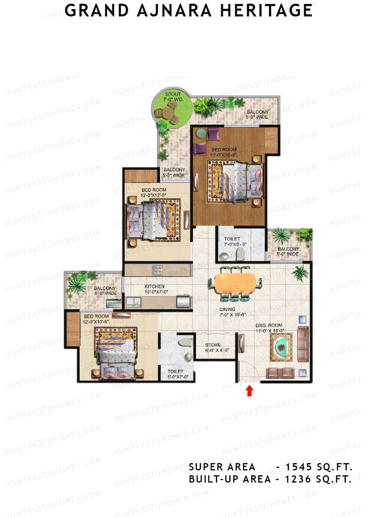 Grand Ajnara Heritage Tower J Unit 5, 7 Floor Plan