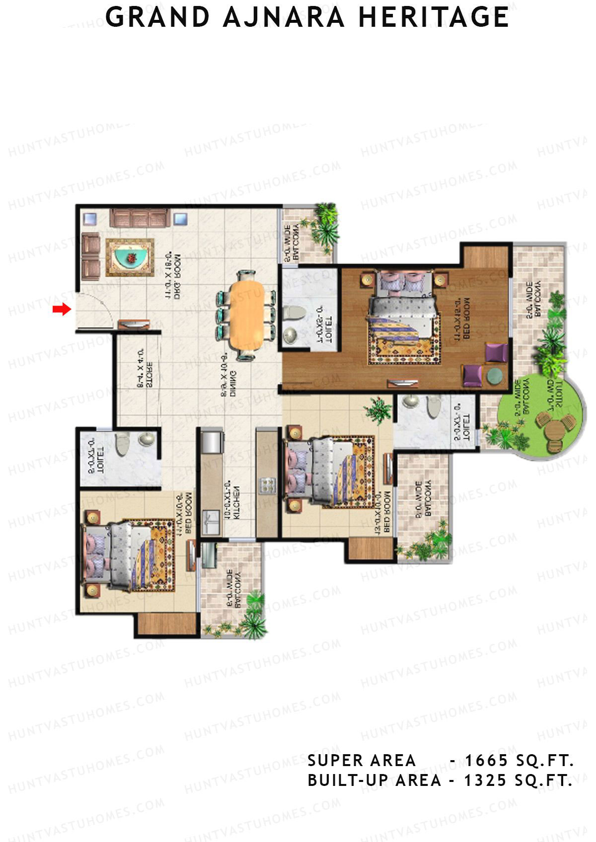 Grand Ajnara Heritage Tower N Unit 3 Floor Plan