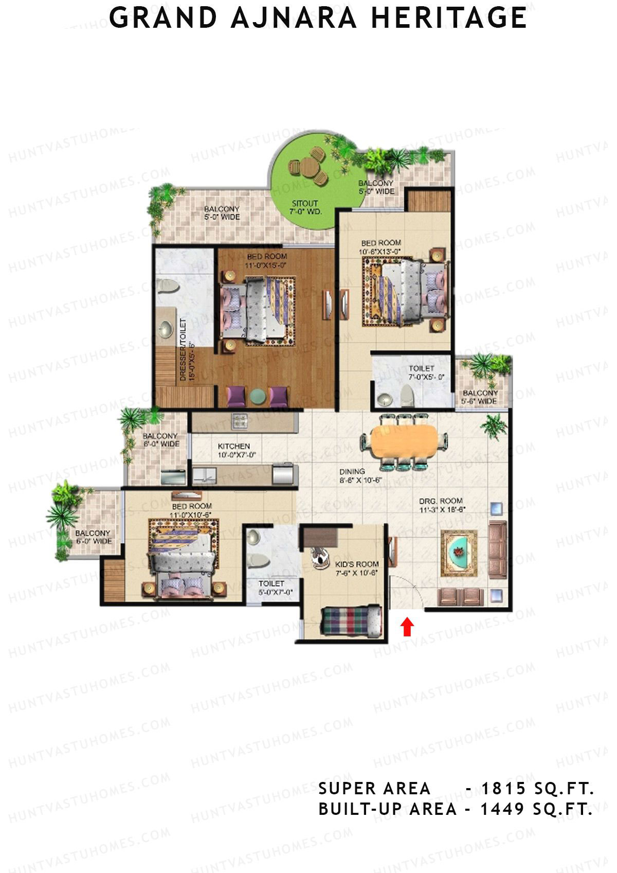 Grand Ajnara Heritage Tower O Unit 1 Floor Plan