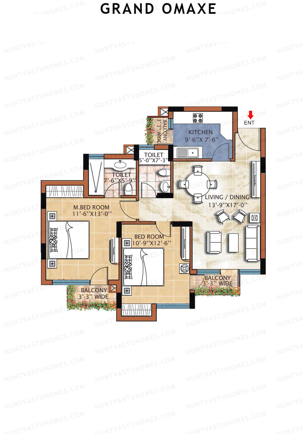 Grand Omaxe ALPINE C Unit 3, 4 Floor Plan