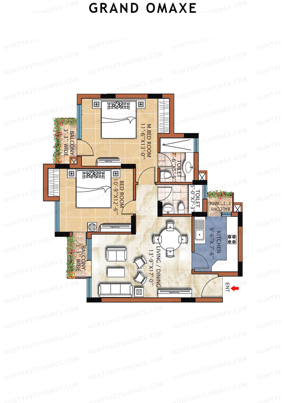 Grand Omaxe FLORENCE A Unit 3, 4 Floor Plan