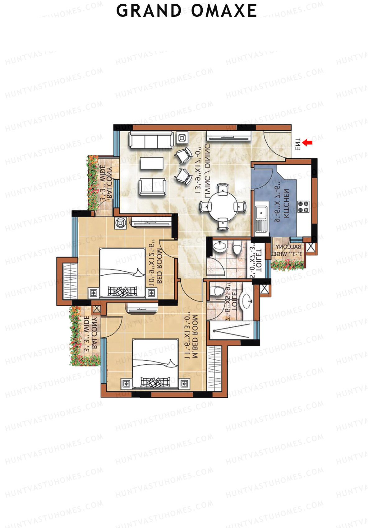 Grand Omaxe FLORENCE C Unit 3, 4 Floor Plan