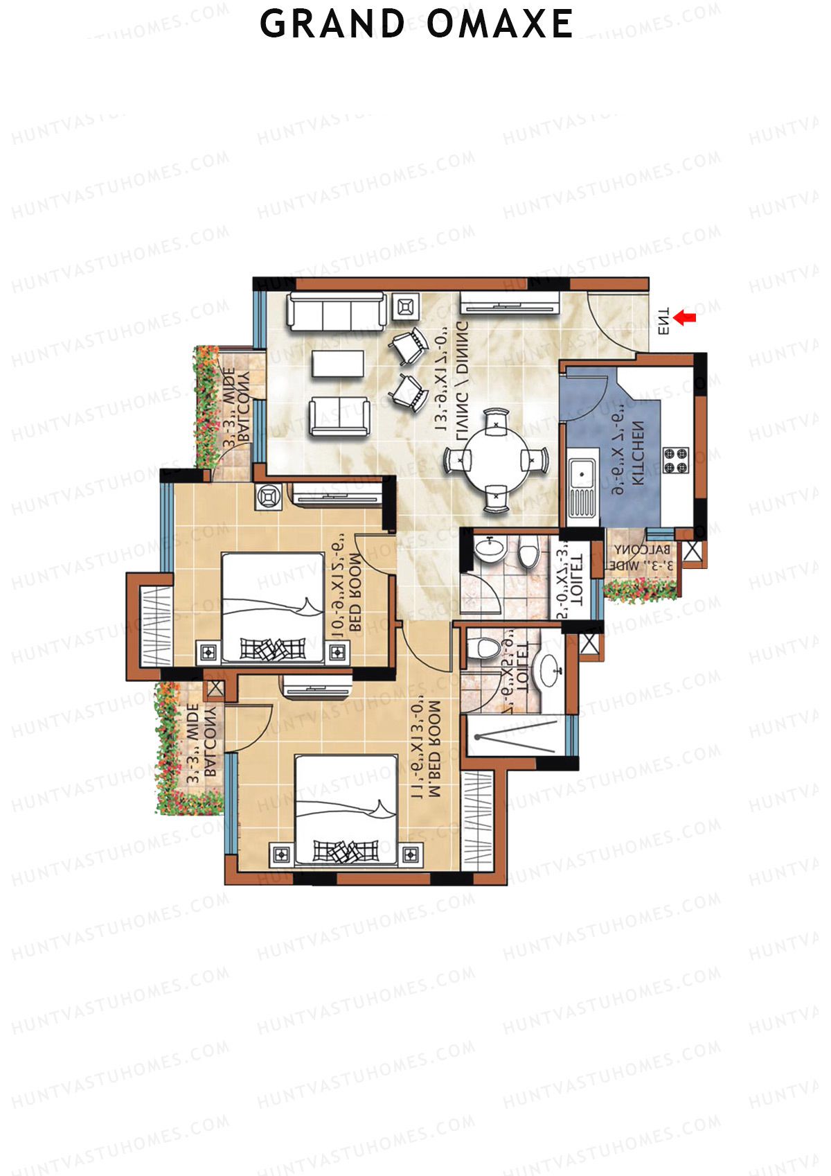 Grand Omaxe VICTORIA A Unit 3, 4 Floor Plan
