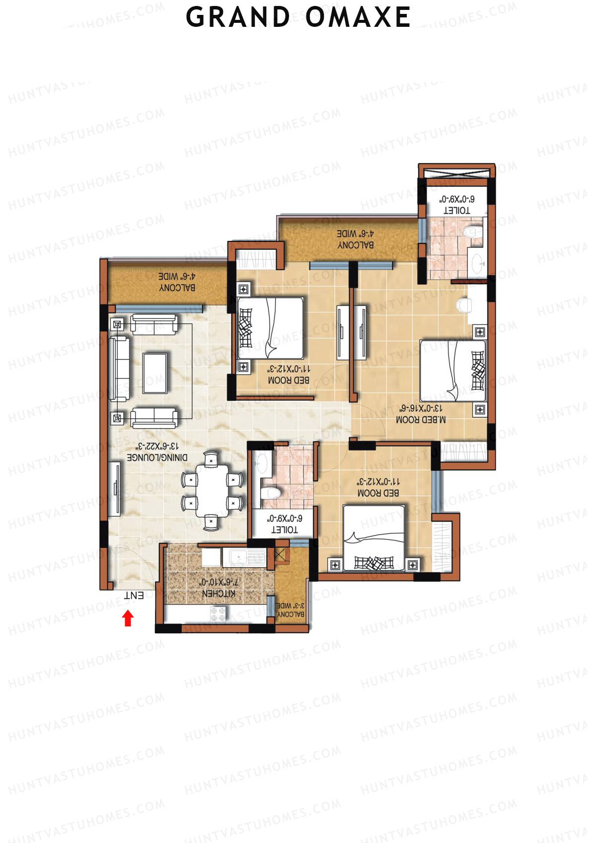 Grand Omaxe ALEXANDRA A Unit 1, 6 Floor Plan