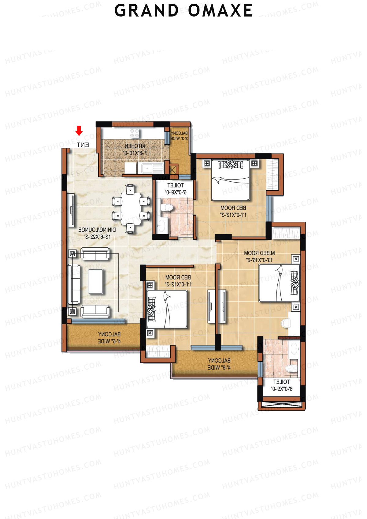 Grand Omaxe ALEXANDRA A Unit 2 Floor Plan