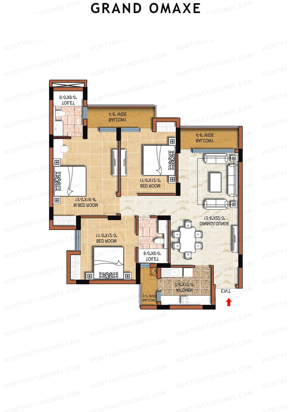 Grand Omaxe GREENWICH A Unit 1, 6 Floor Plan