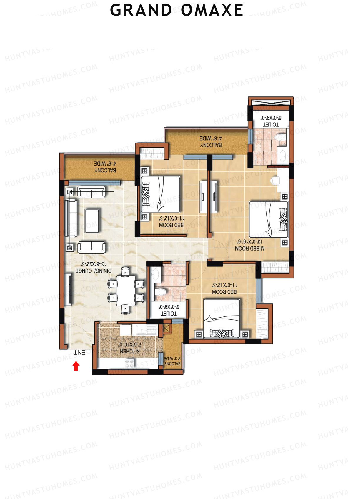Grand Omaxe GREENWICH A Unit 2 Floor Plan