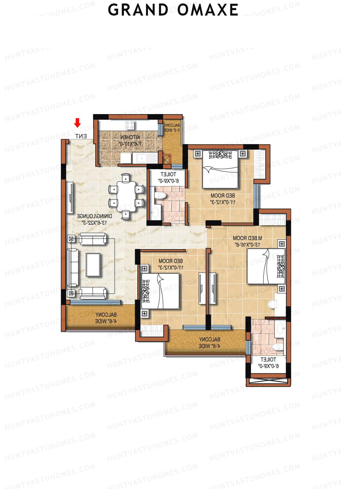 Grand Omaxe GREENWICH A Unit 3, 4 Floor Plan