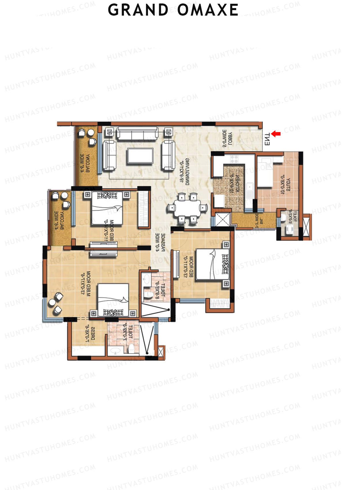 Grand Omaxe LINCOLN A Unit 1, 6 Floor Plan