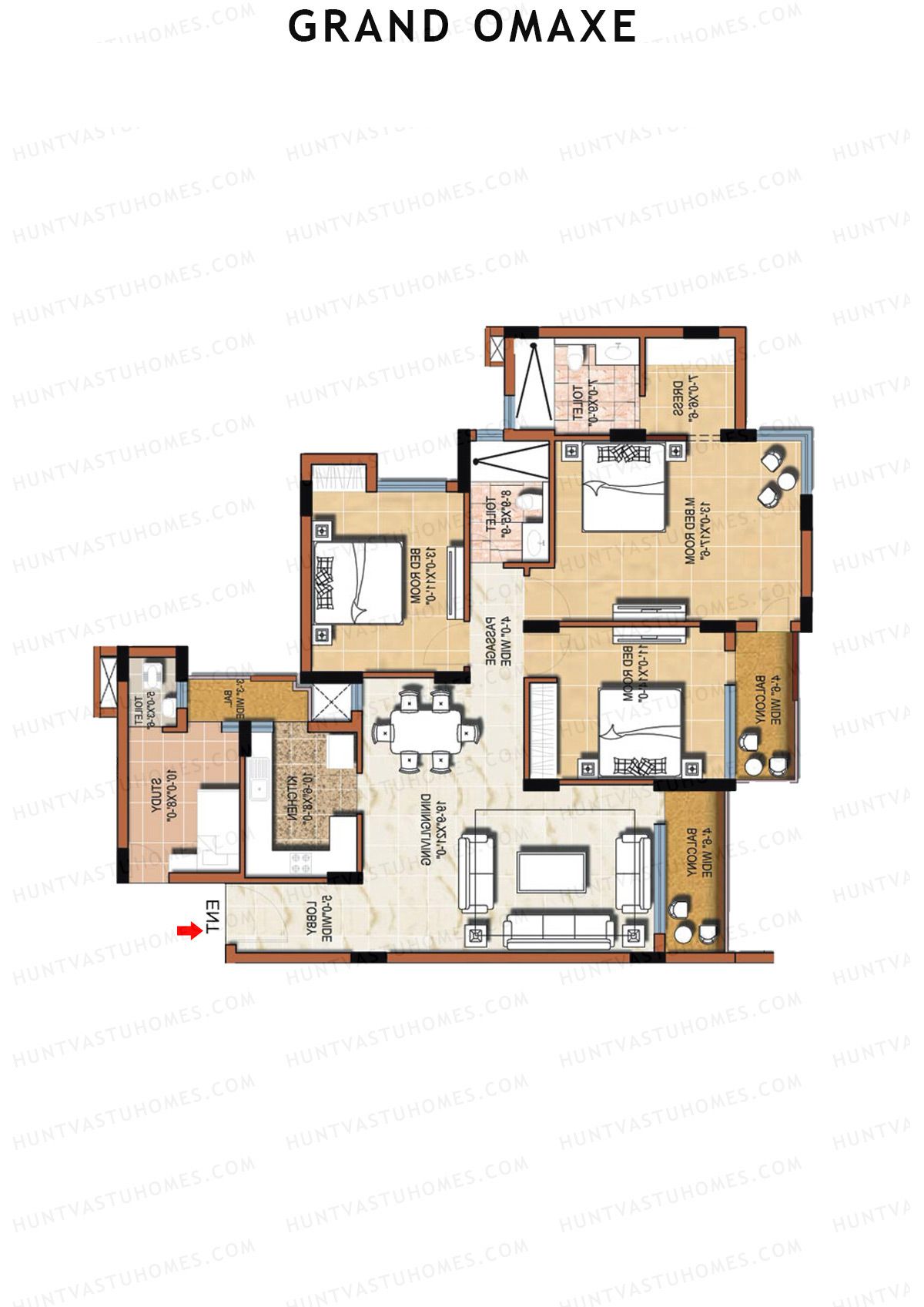 Grand Omaxe LINCOLN A Unit 3, 4 Floor Plan